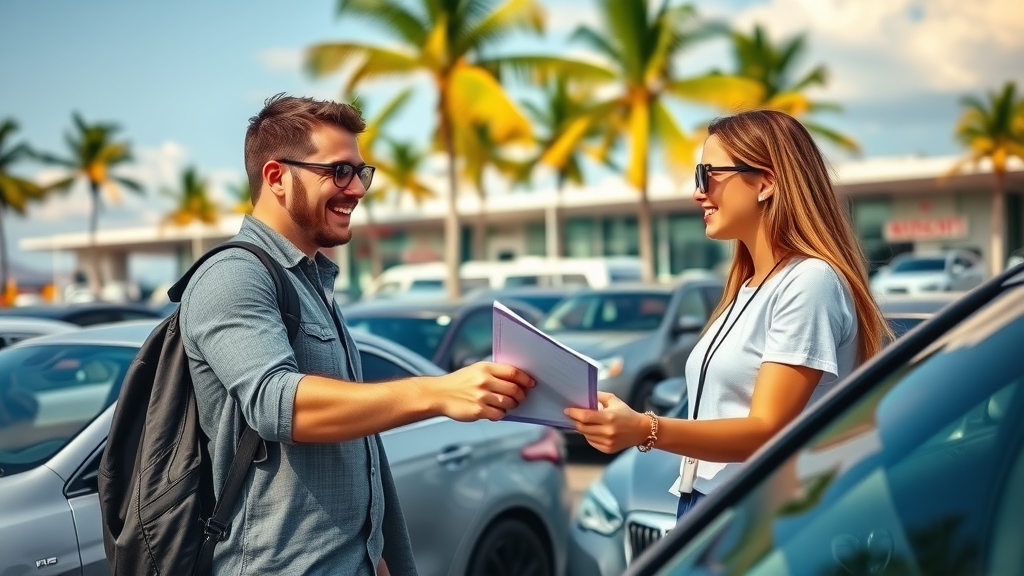 Travelers at car rental near Puerto Vallarta Airport; car rental for Sayulita and puerto vallarta explorations