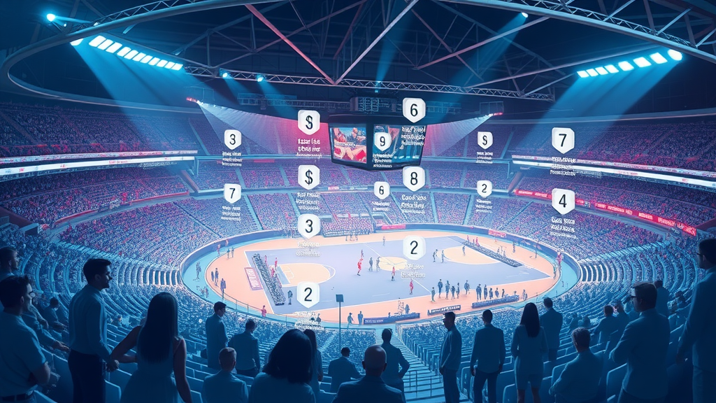 Infographic showing U.S. sports tourism events, sport tourist attendance, economic impact, modern venues and event locations